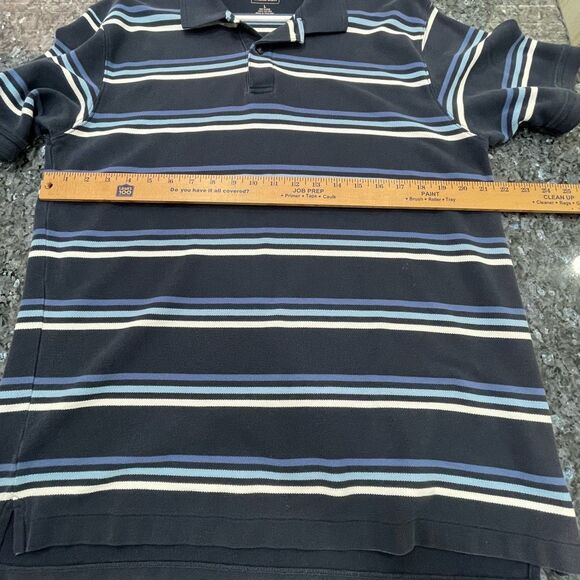 L.L.Bean Men’s Striped Polo Shirt Size Large 100% Cotton Navy Blue - Picture 5 of 6